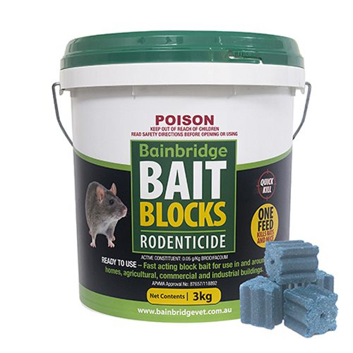 Rodent Bait Blocks (Brodifacoum 0.05g/kg) – 3kg