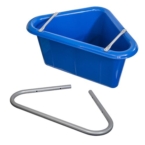 Plastic Corner Feed Tub with Bracket – Blue