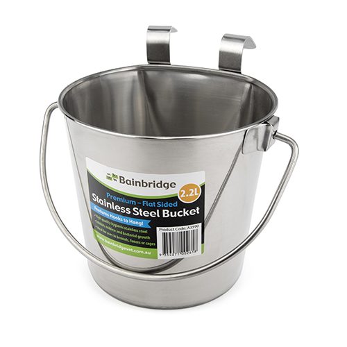 Stainless Steel Bucket – Flat Sided (2.2 Litre)