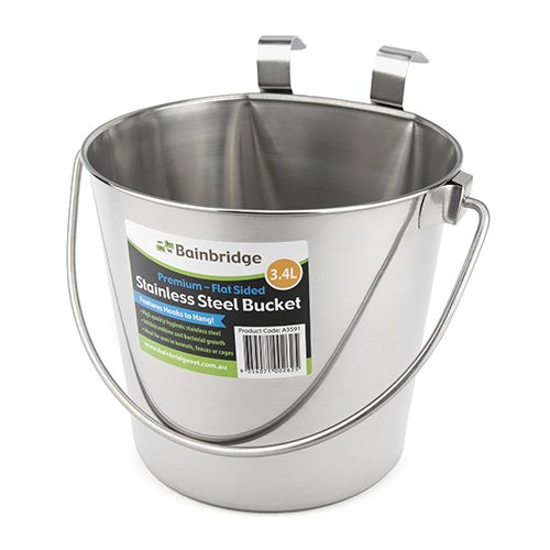 Stainless Steel Bucket – Flat Sided (3.4 Litre)